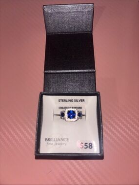 Sterling Silver Created Sapphire Ring Size 7